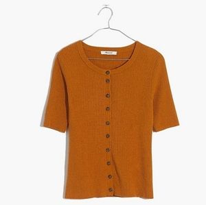 Madewell Hester Short Sleeved Cardigan in Burnt Orange, S